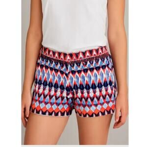 J. CREW FACTORY Red Blue Geometric Stretch Shorts Size 0 NWOT